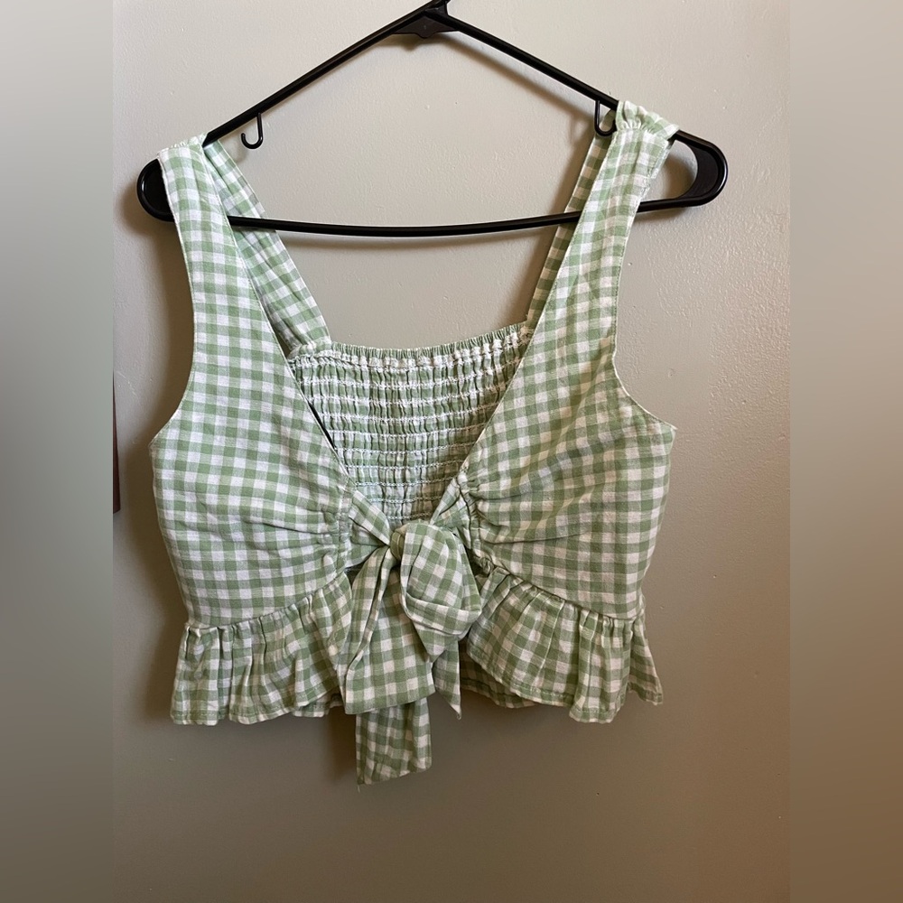 American Eagle Two Piece green gingham check set